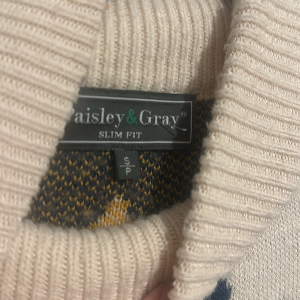 Vintage Paisley & Gray Fair Isle Aspen Sweater | Size Small | Heavy Knit - Picture 3 of 3